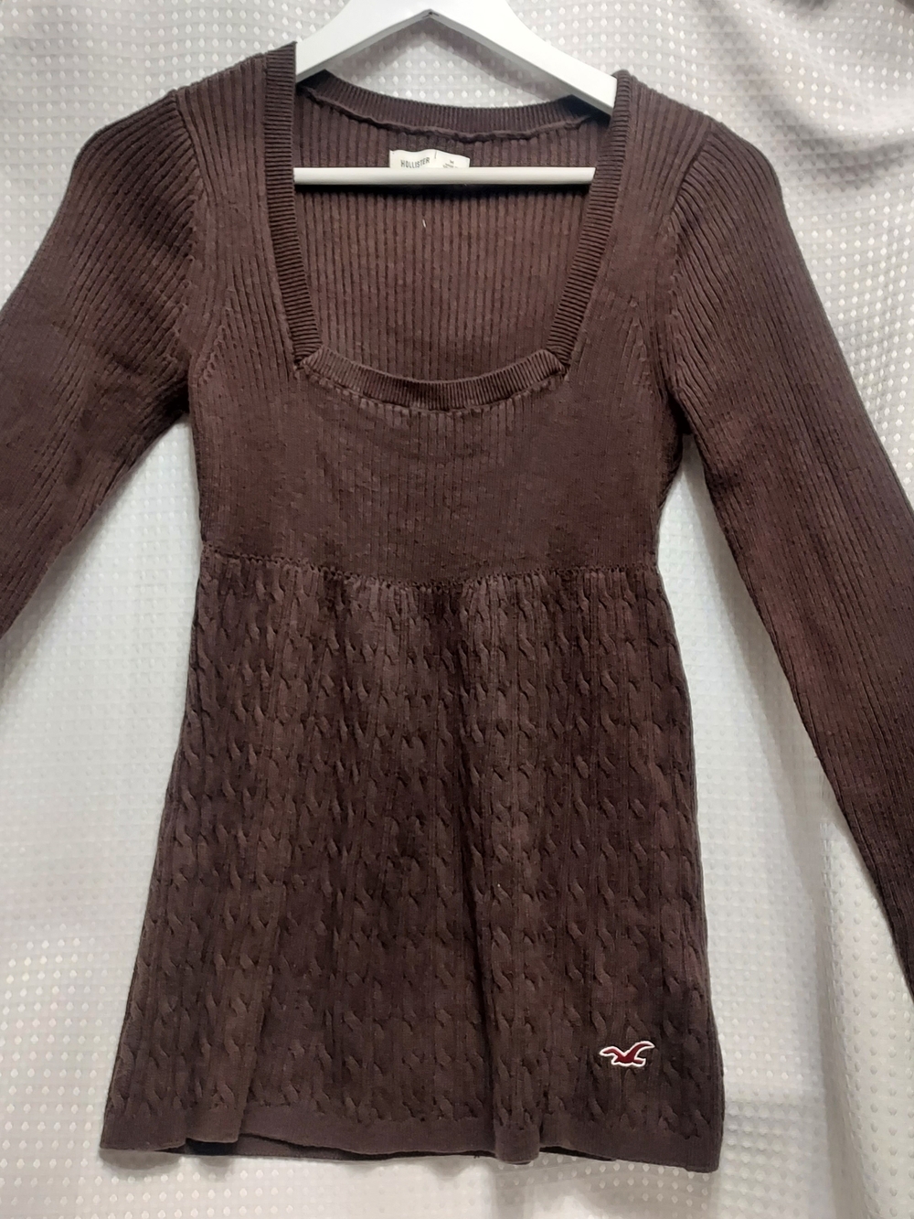 Hollister Brown Cable-Knit Long Sleeve Dress